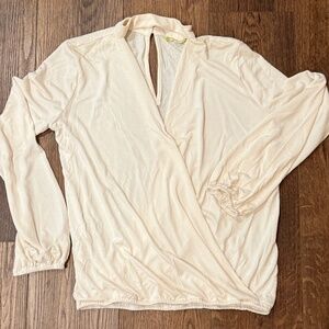 Gianni Bini Cream Knit Wrap Top with Choker Neck - size Medium